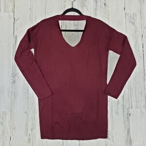 NWT Vimmia Shavasana Burgundy Open Back V-Neck Sweater Women's Size Medium